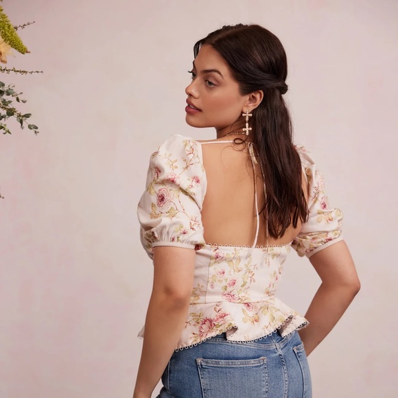 The Geneva Top in Pink Rose Print - Picture 2 of 8